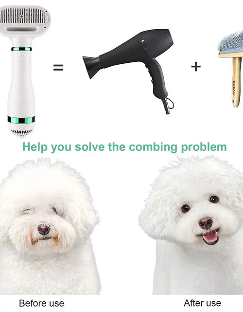 Load image into Gallery viewer, 2-In-1 Pet Dog Dryer Quiet Dog Hair Dryers and Comb Brush Grooming Kitten Cat Hair Comb Puppy Fur Blower Low Noise Temprature

