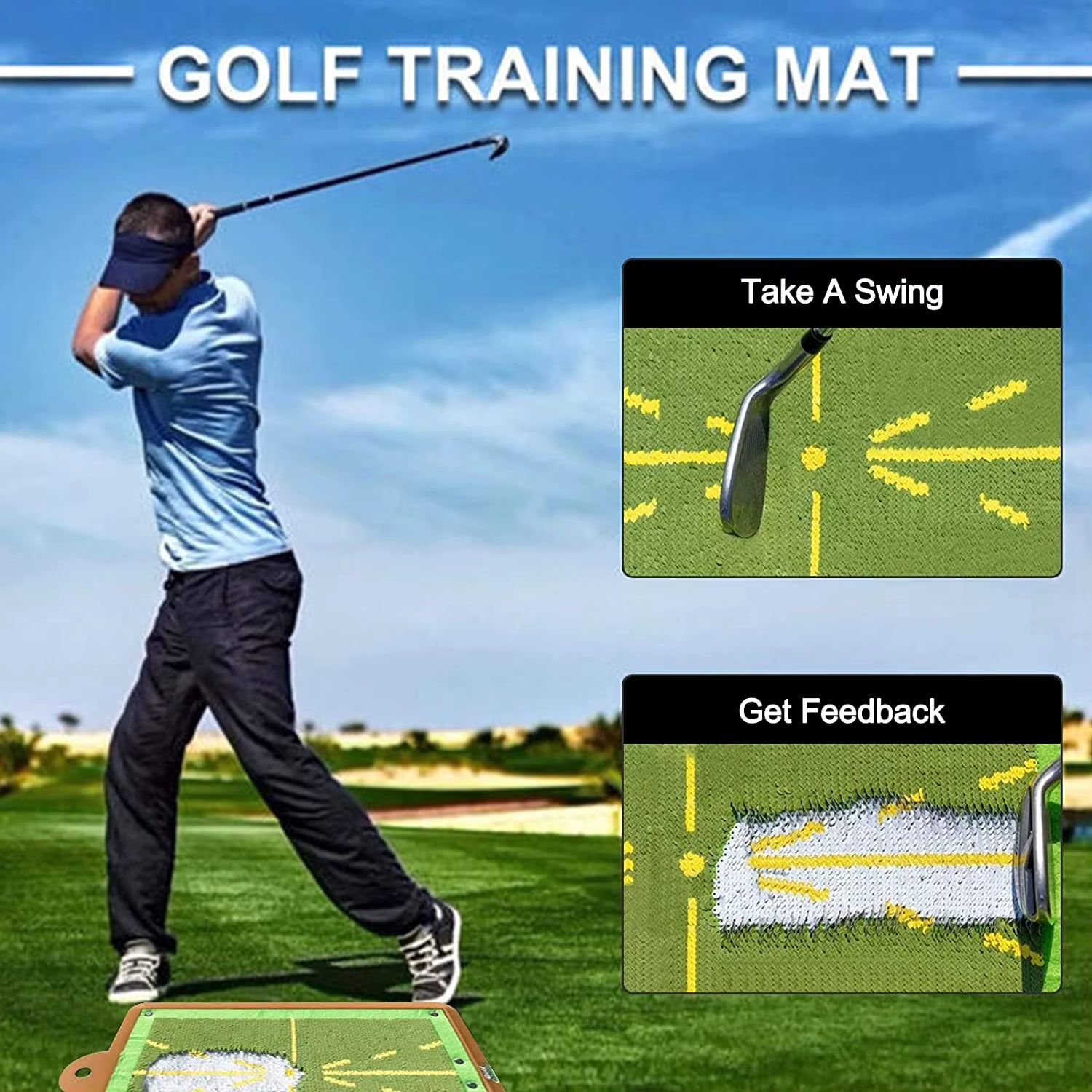 SwingPerfect Golf Training Mat – Portable Swing Detection & Impact Tracing Aid for Better Golf Shots