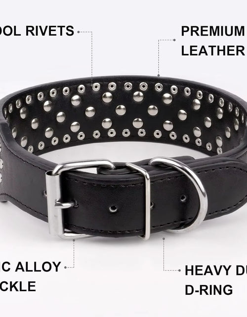 Load image into Gallery viewer, 2Inch Wide Skull Spiked Studded Leather Large Dog Collars for Medium Large Breeds Pitbull Mastiff Boxer Bully Dog Harness
