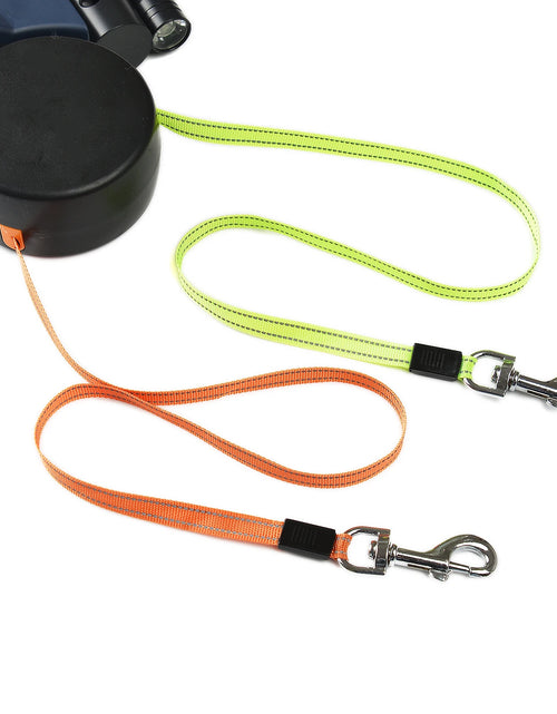 Load image into Gallery viewer, 3M Retractable Dog Leash for Small Dogs Reflective Dual Pet Leash Lead 360 Swivel No Tangle Double Dog Walking Leash with Lights
