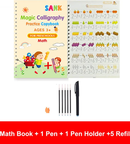 Sank Magic Practice Copybook Pen Preschools Kids Calligraphy English Verison Free Wiping Children Reusable Writing Book
