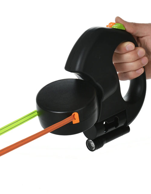 Load image into Gallery viewer, 3M Retractable Dog Leash for Small Dogs Reflective Dual Pet Leash Lead 360 Swivel No Tangle Double Dog Walking Leash with Lights
