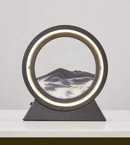 LED Light Creative Quicksand Table Lamp Moving Sand Art Picture 3D Hourglass Deep Sea Sandscape Bedroom Lamp for Home Decor Gift