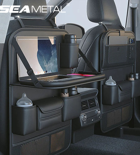 Car Seat Back Organizer Auto Back Seat Storage Bag with Foldable Table Tray Tablet Holder Tissue Box Car Accessories